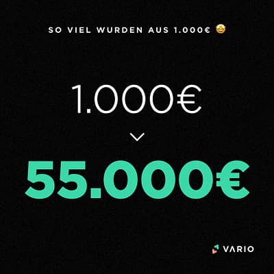 Vario social media post about compound growth of an investment